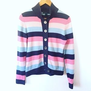 Boden Wool Pink & Blue Stripe Button Down Cardigan